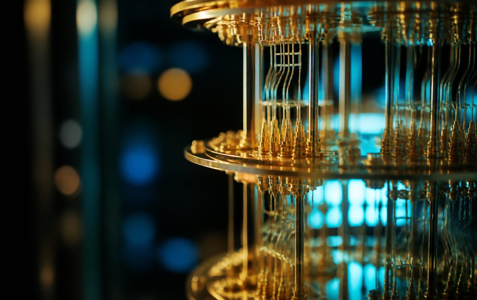 Gold wiring of a superconducting quantum processor inside a cryostat